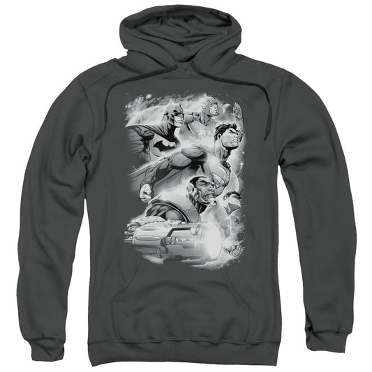 Justice League Atmospheric Mens Hoodie Charcoal