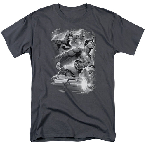 Justice League Of America Atmospheric Mens T Shirt Charcoal