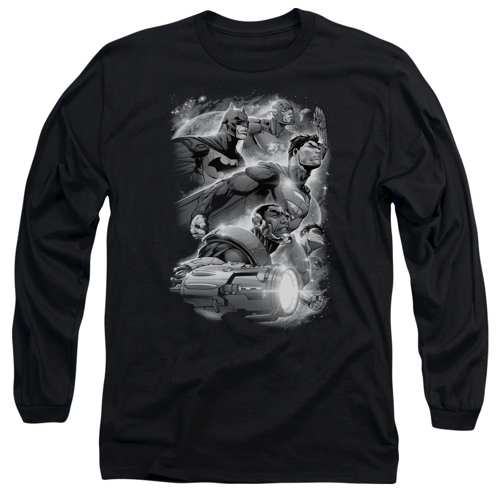 Jla Atmospheric Mens Long Sleeve Shirt Black Officially Licensed
