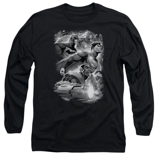 Justice League Atmospheric Mens Long Sleeve Shirt Black