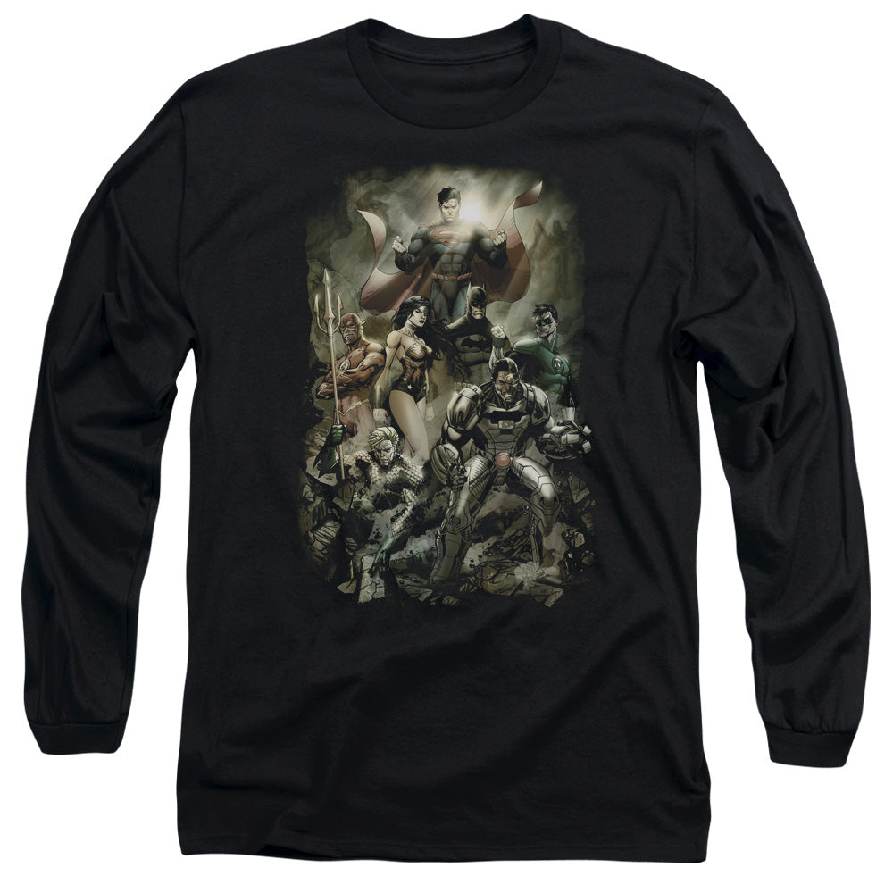 Jla Aftermath Mens Long Sleeve Shirt Black Officially Licensed
