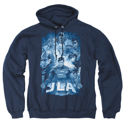 Justice League Of America Burst Mens Hoodie Navy