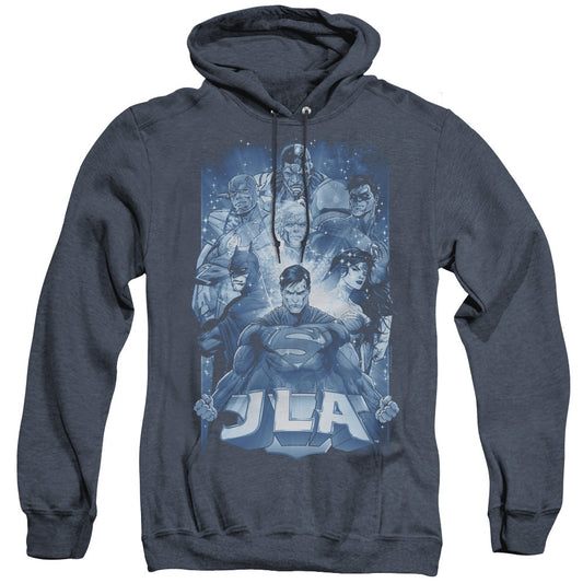 Justice League Burst Heather Mens Hoodie Navy Blue