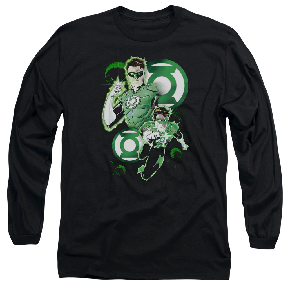 Jla Gl In Action Mens Long Sleeve Shirt Black Officially Licensed