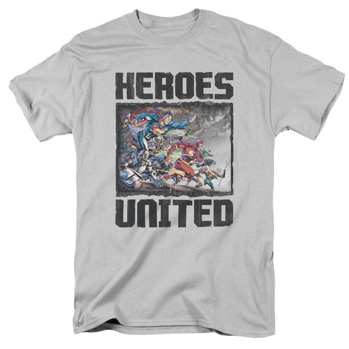 Justice League Of America The Charge Mens T Shirt Silver