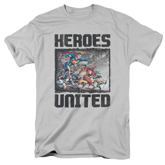 Justice League the Charge Mens T Shirt Silver