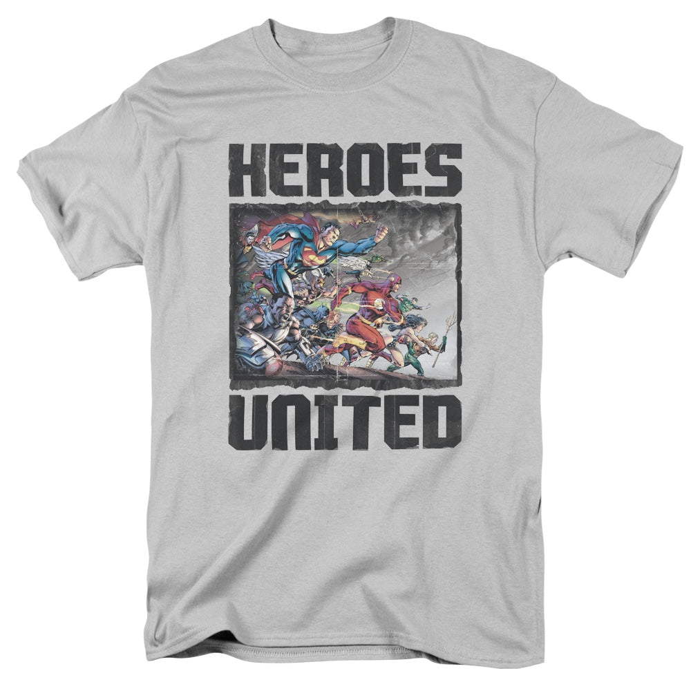 Justice League Of America The Charge Mens T Shirt Silver