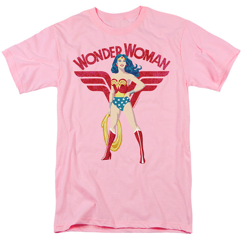 Justice League Of America Ww Sparkle Mens T Shirt Pink