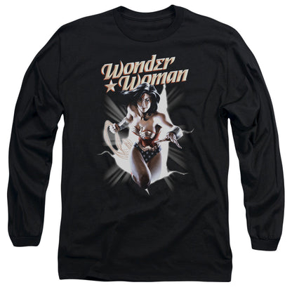 Jla Ww Break Out Mens Long Sleeve Shirt Black Officially Licensed