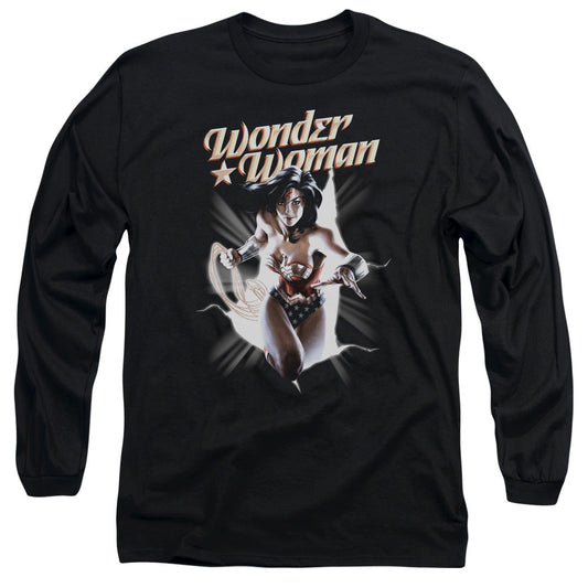 Jla Ww Break Out Mens Long Sleeve Shirt Black Officially Licensed