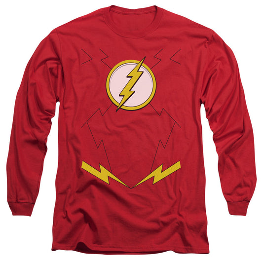 Jla New Flash Uniform Mens Long Sleeve Shirt Red Officially Licensed