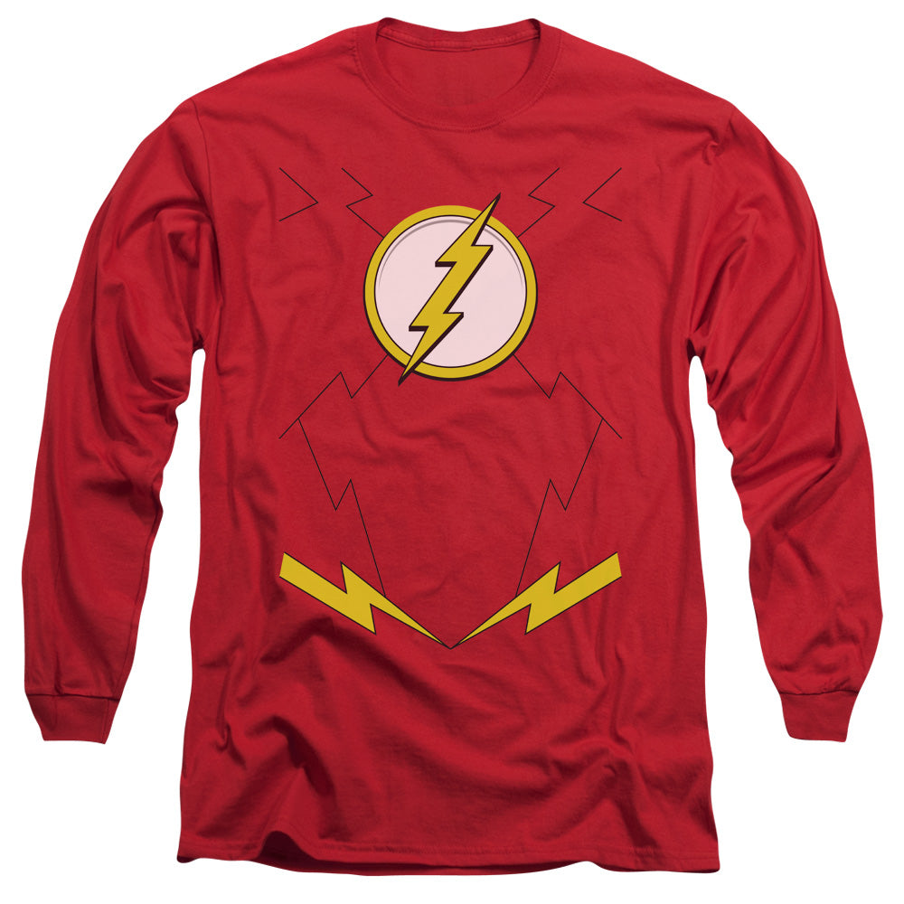 Justice League Of America New Flash Costume Mens Long Sleeve Shirt Red