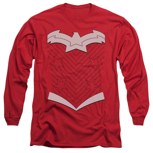 Justice League Of America New Ww Costume Mens Long Sleeve Shirt Red