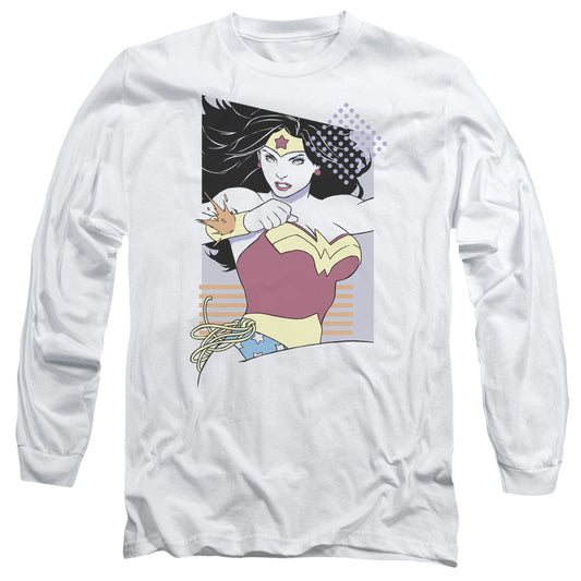 Justice League Ww 80s Minimal Mens Long Sleeve Shirt White