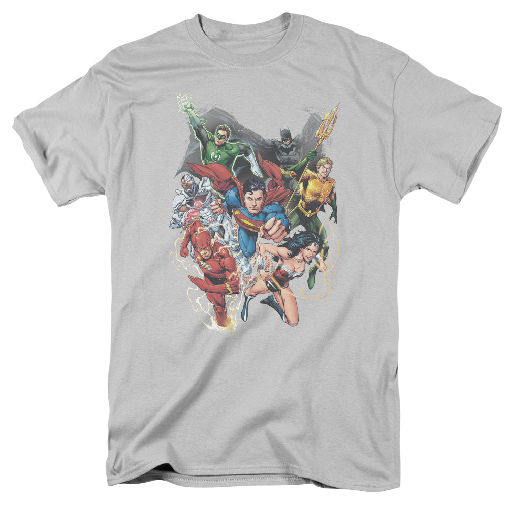 Justice League Refuse to Give Up Mens T Shirt Silver