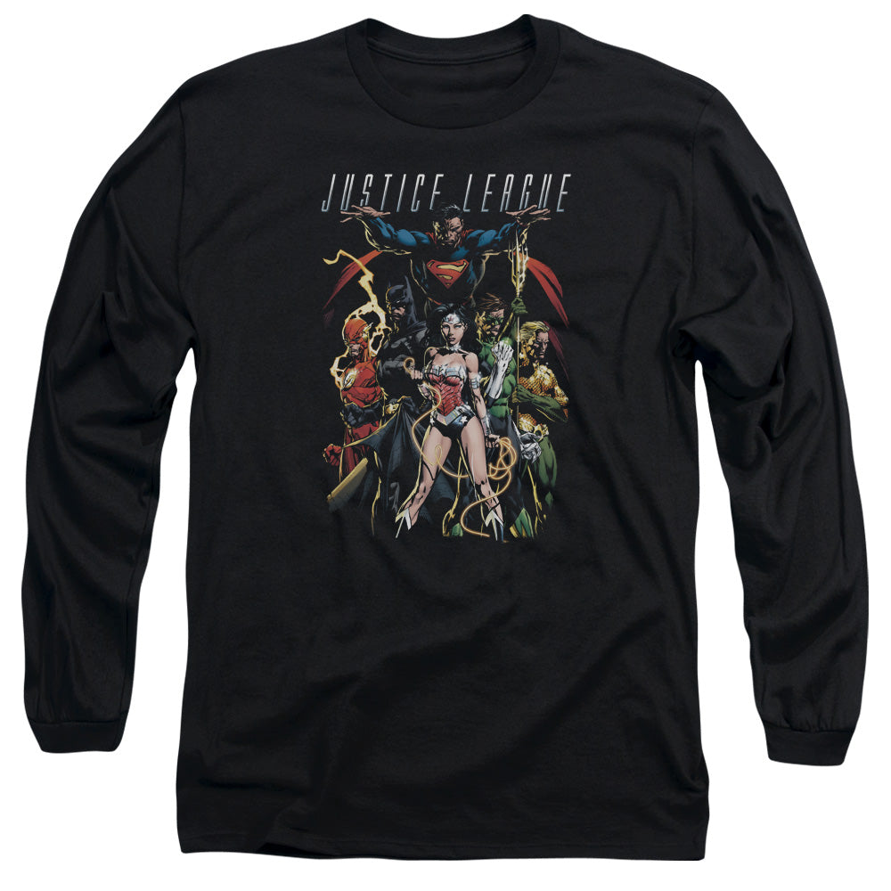 Jla Dark Days Mens Long Sleeve Shirt Black Officially Licensed