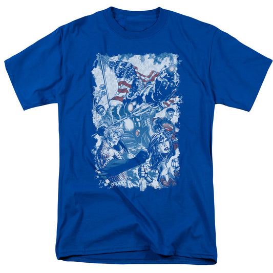 Justice League American Justice Mens T Shirt Royal Blue