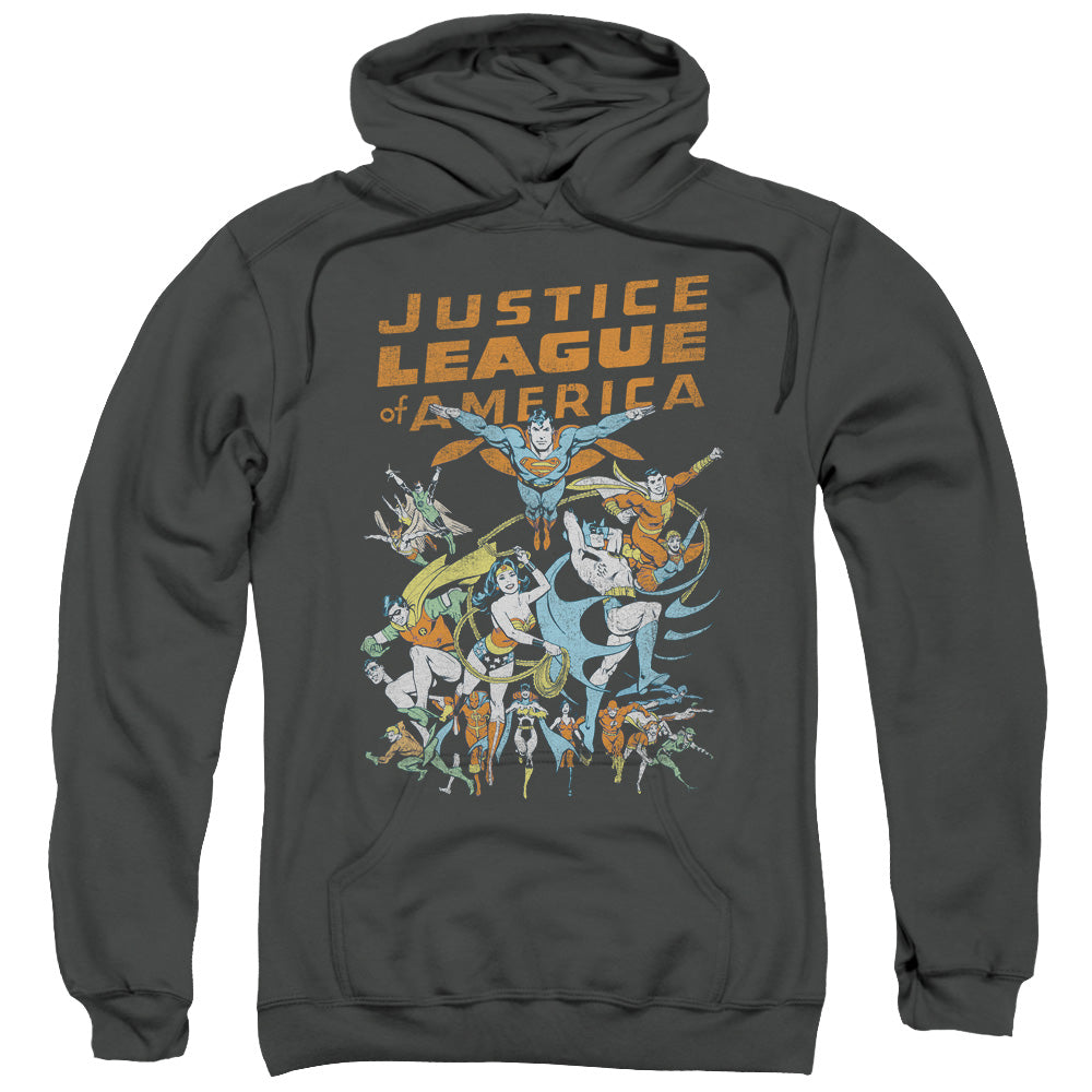 Justice League Big Group Mens Hoodie Charcoal