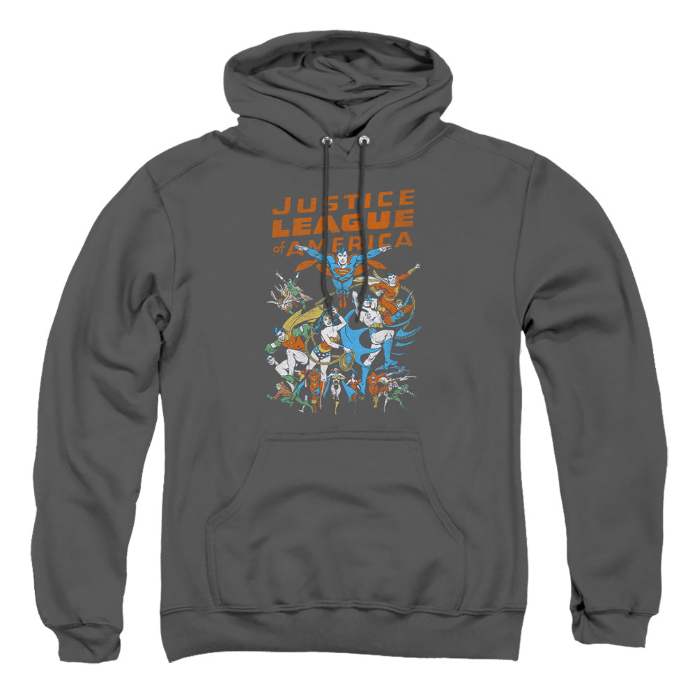 Justice League Of America Big Group Mens Hoodie Charcoal