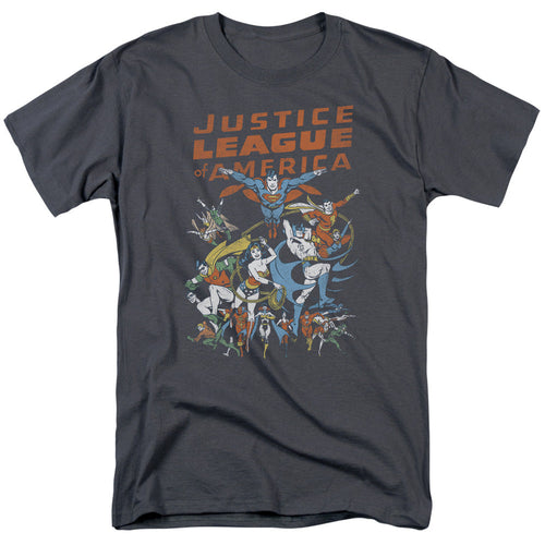 Justice League Of America Big Group Mens T Shirt Charcoal