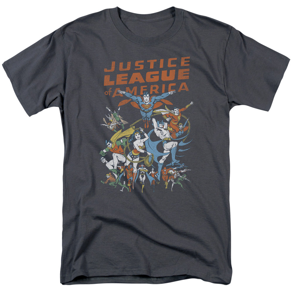 Justice League Of America Big Group Mens T Shirt Charcoal