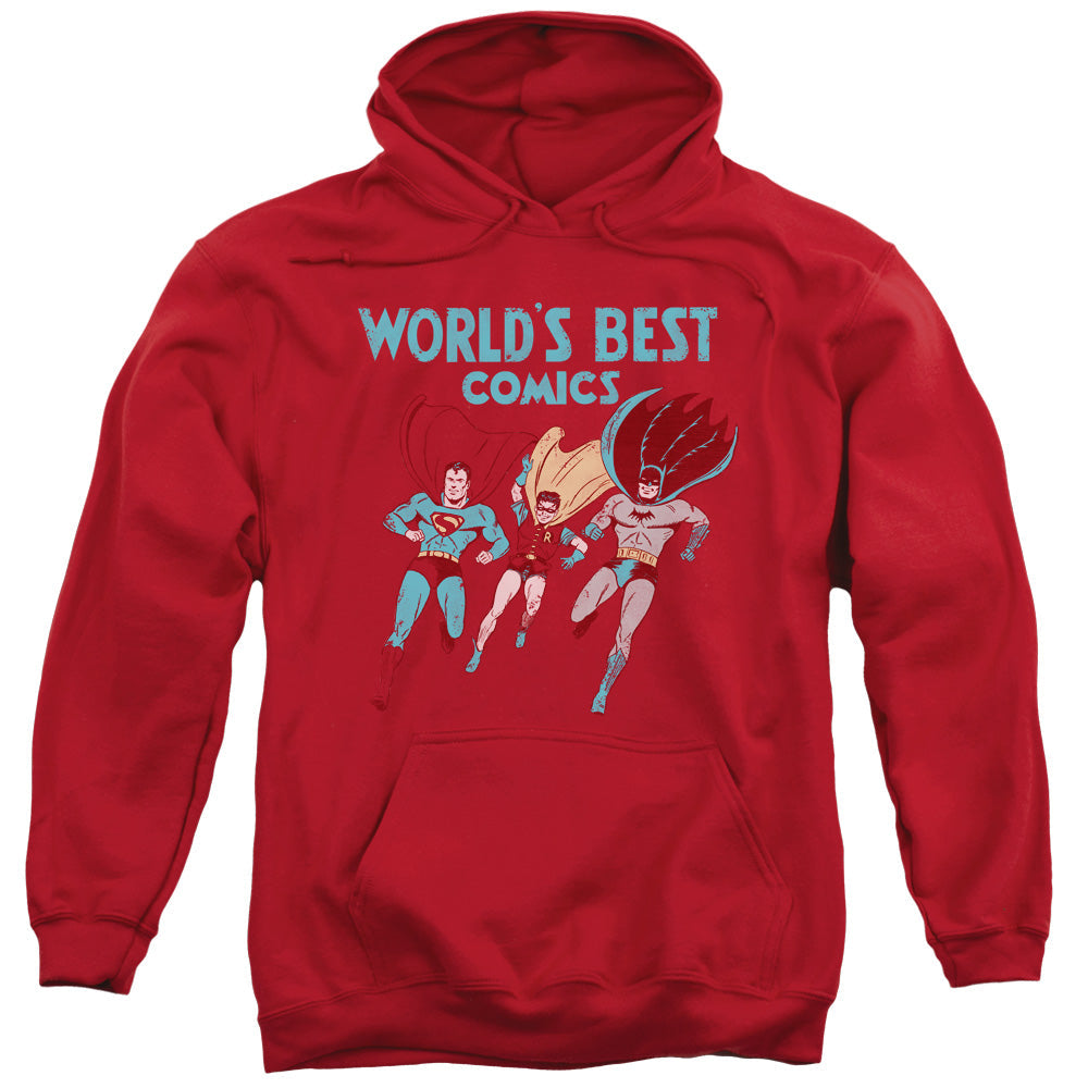Justice League Worlds Best Mens Hoodie Red