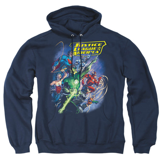 Justice League Of America Onward Mens Hoodie Navy