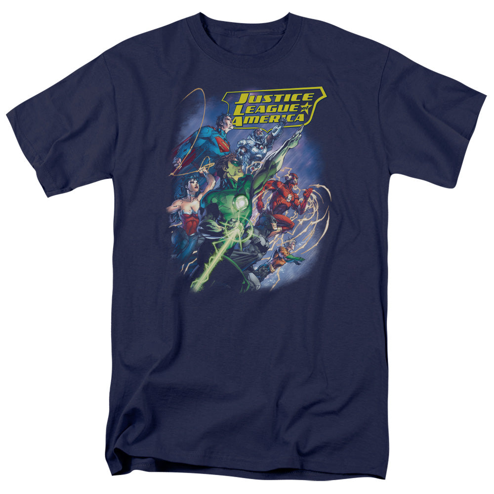 Justice League Of America Onward Mens T Shirt Navy