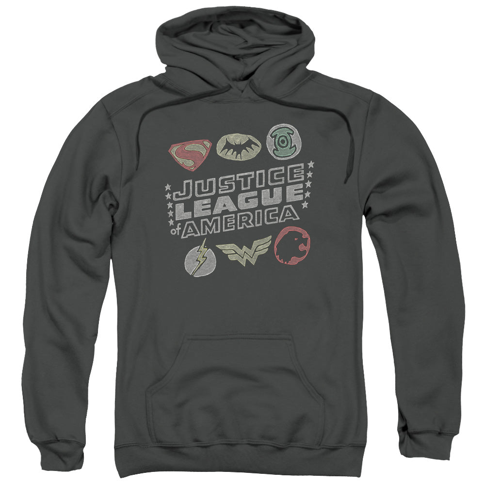 Justice League Symbols Mens Hoodie Charcoal