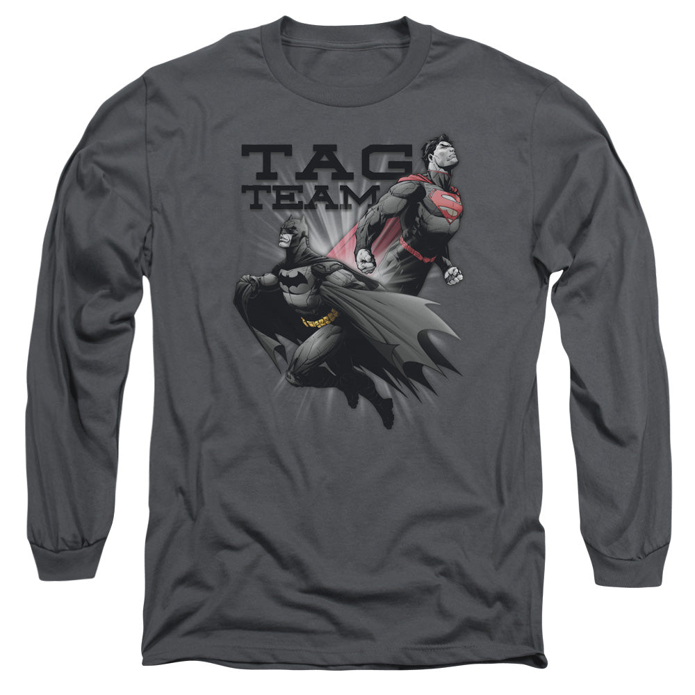 Justice League Tag Team Mens Long Sleeve Shirt Charcoal