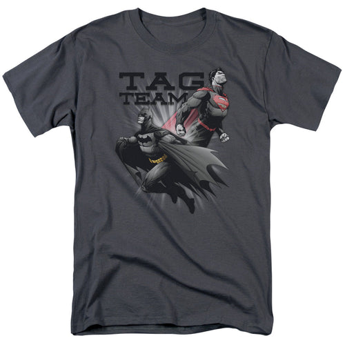 Justice League Of America Tag Team Mens T Shirt Charcoal