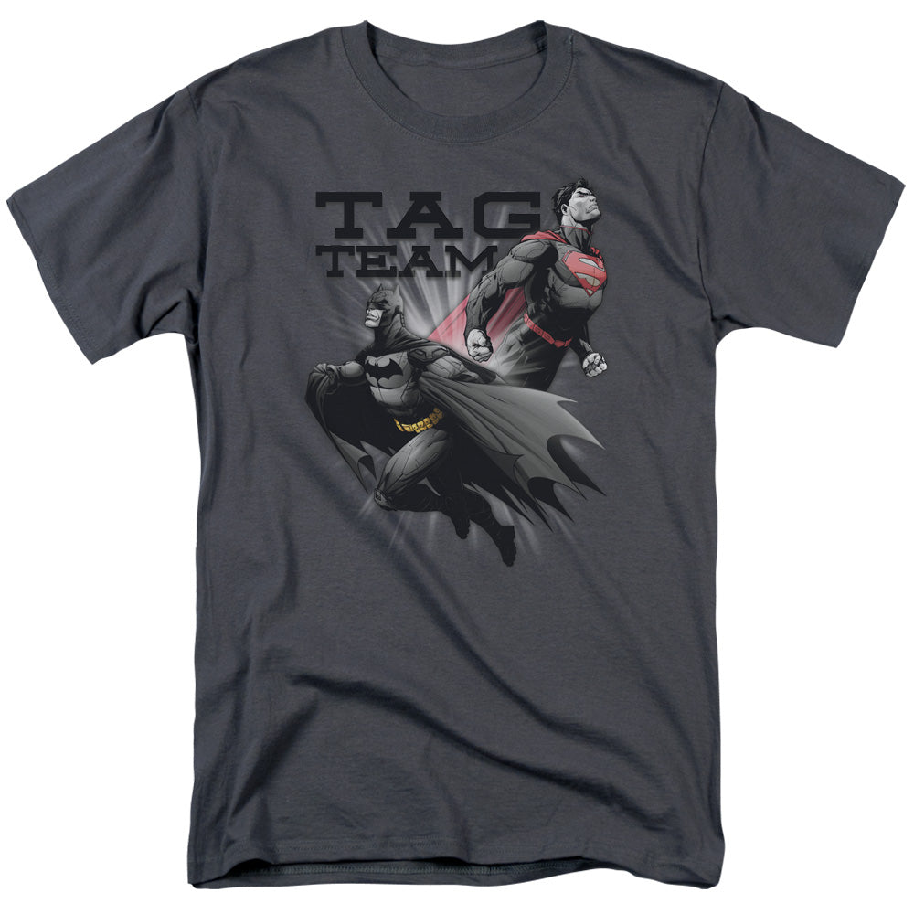 Justice League Of America Tag Team Mens T Shirt Charcoal