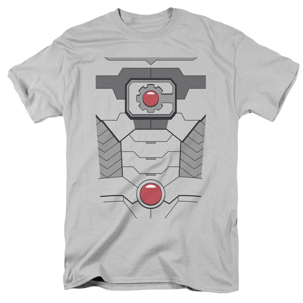 Justice League Cyborg Uniform Mens T Shirt Silver