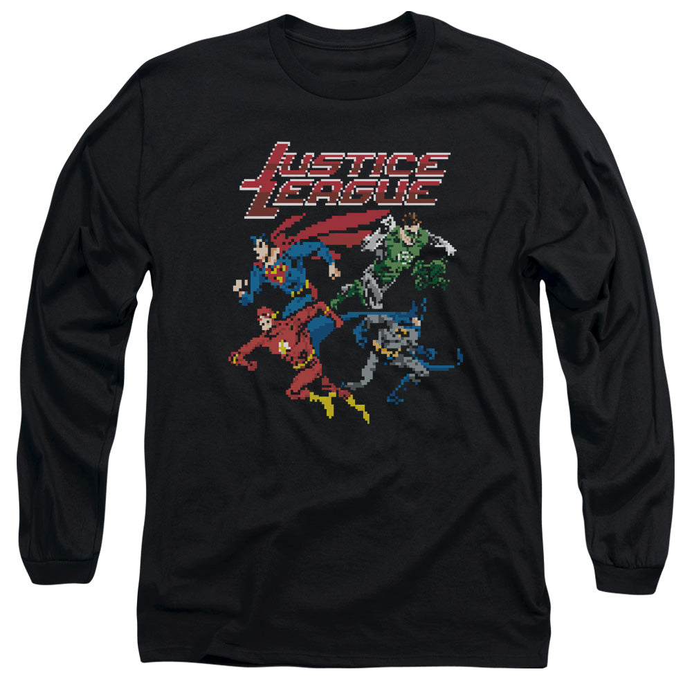 Jla Pixel League Mens Long Sleeve Shirt Black Officially Licensed