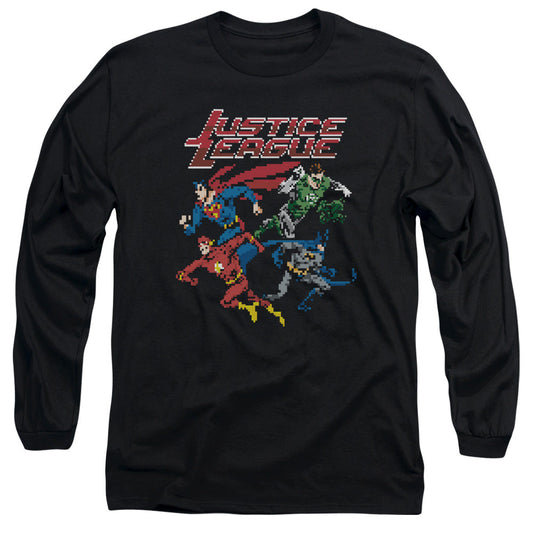 Jla Pixel League Mens Long Sleeve Shirt Black Officially Licensed