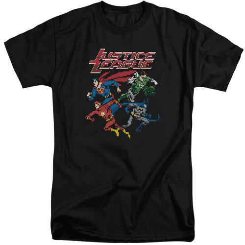 Justice League Pixel League Mens Tall T Shirt Black