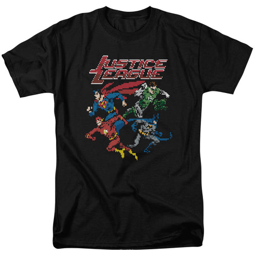 Justice League Of America Pixel League Mens T Shirt Black