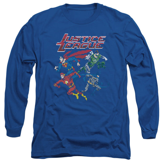 Justice League Of America Pixel League Mens Long Sleeve Shirt Royal Blue