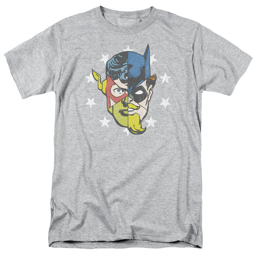 Justice League Of America Face Off Mens T Shirt Athletic Heather