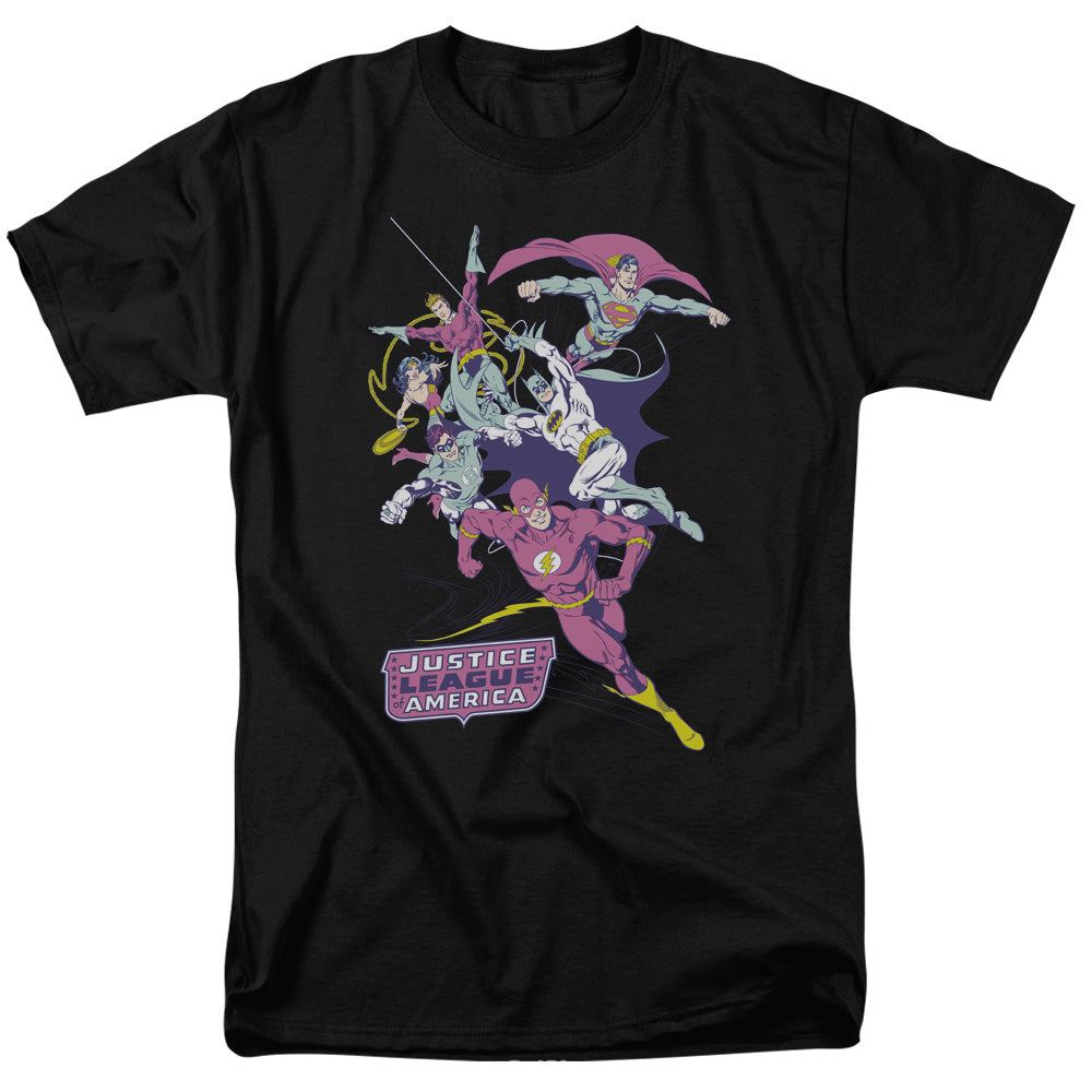 Justice League Colorful League Mens T Shirt Black