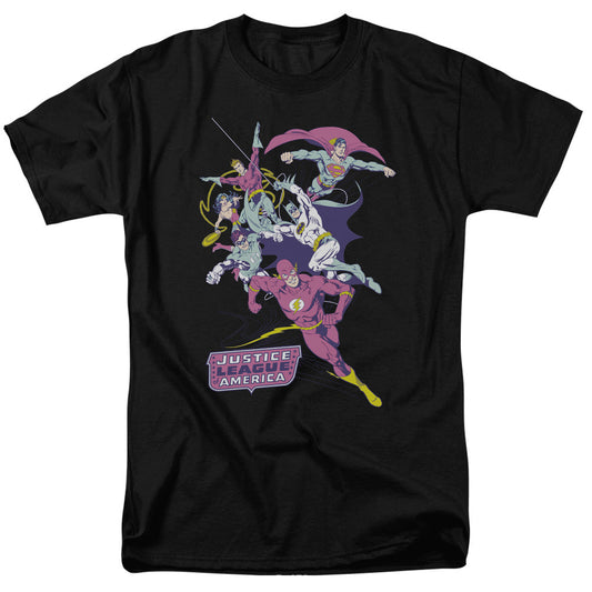 Justice League Of America Colorful League Mens T Shirt Black