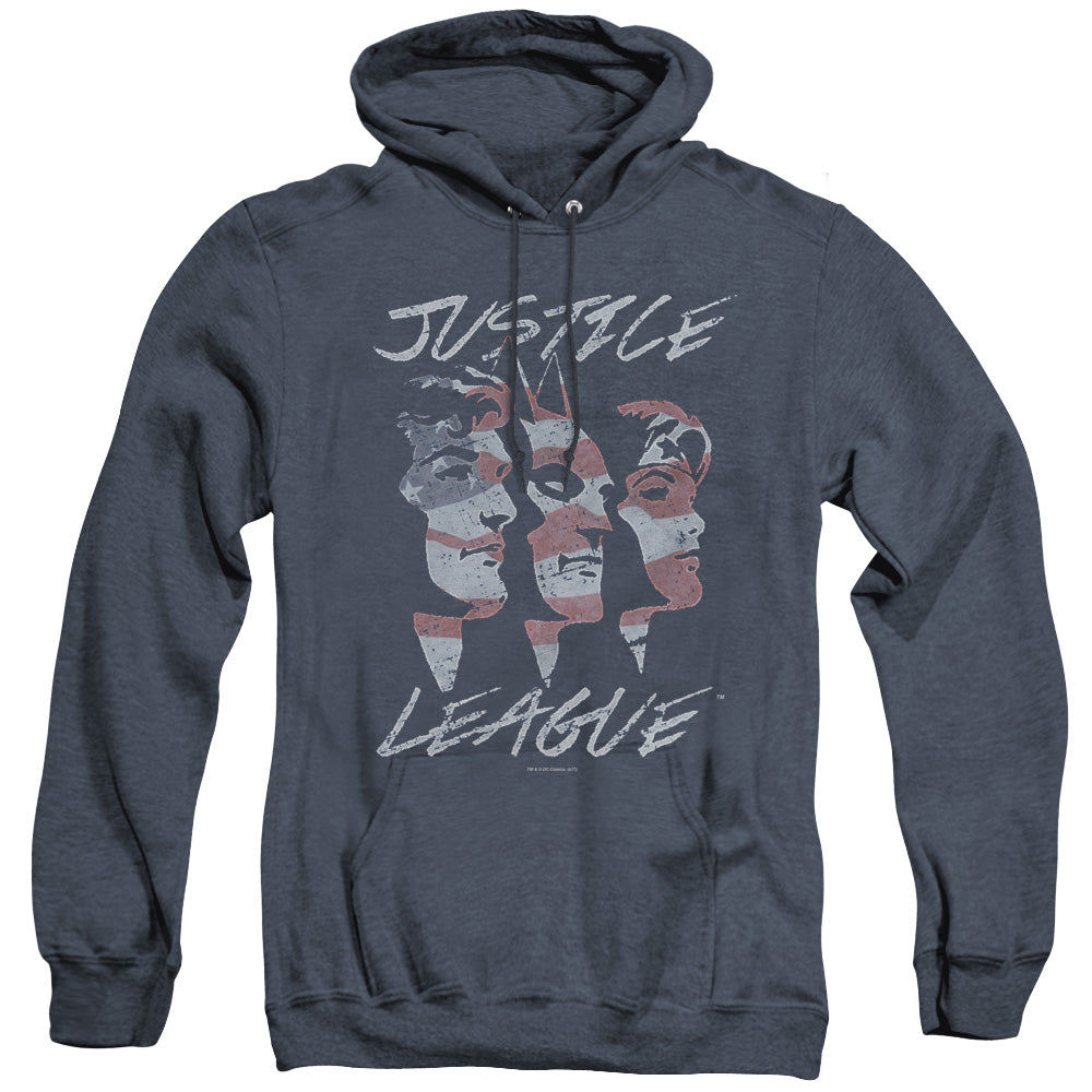 Justice League Of America Justice For America Heather Mens Hoodie Navy