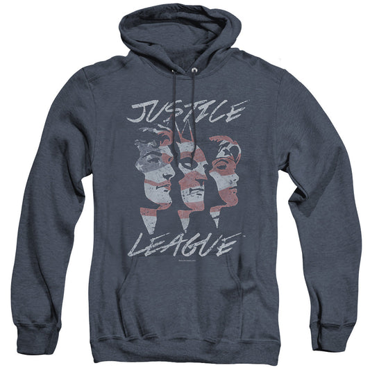Justice League Justice for America Heather Mens Hoodie Navy Blue