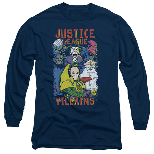 Justice League Of America Villians Mens Long Sleeve Shirt Navy
