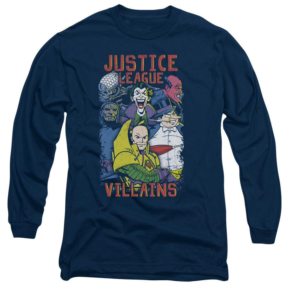 Justice League Villians Mens Long Sleeve Shirt Navy Blue