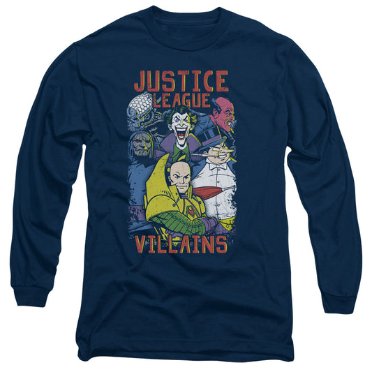 Jla Villains Mens Long Sleeve Shirt Navy Officially Licensed