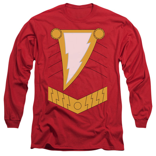 Jla Shazam Mens Long Sleeve Shirt Red Officially Licensed