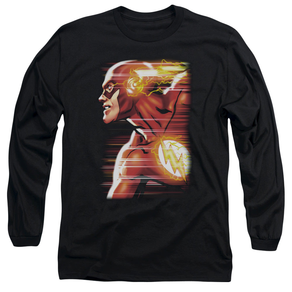 Jla Speed Head Mens Long Sleeve Shirt Black Officially Licensed
