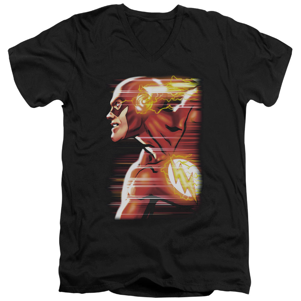Justice League Speed Head Mens Slim Fit V-Neck T Shirt Black