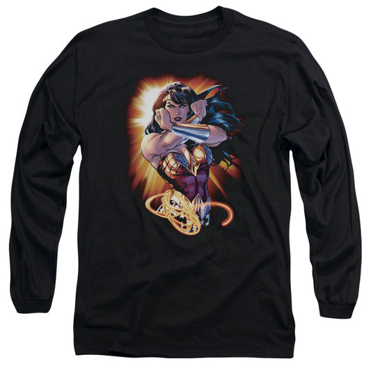 Jla Wonder Rays Mens Long Sleeve Shirt Black Officially Licensed